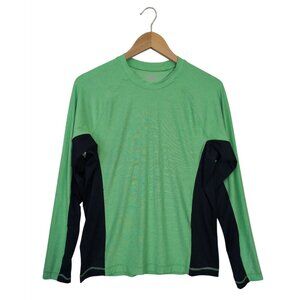 Lands End Rash Guard Men S Green Blue Long Sleeve‎ Sun Swim Shirt Beach Pool
